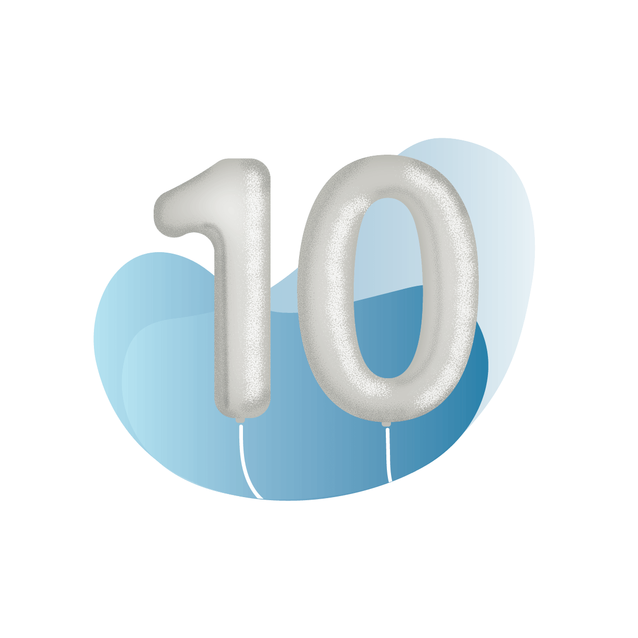 10 balloon signifying Vanguard Charitable's 10th year open